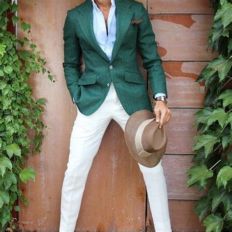 White Pants Men Mens Fashion Summer Mens Green Blazer