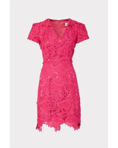 Milly Atalie 3d Floral Lace Dress In Pink Lyst