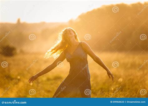 Beautiful Dancing Girl At Sunset Summer Stock Image Image Of Enjoyment Freedom