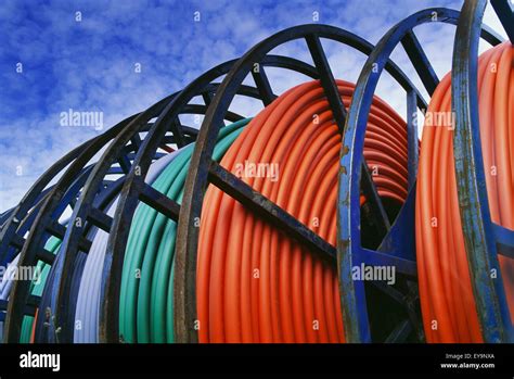Cables Wrapped Around Reel Stock Photo Alamy