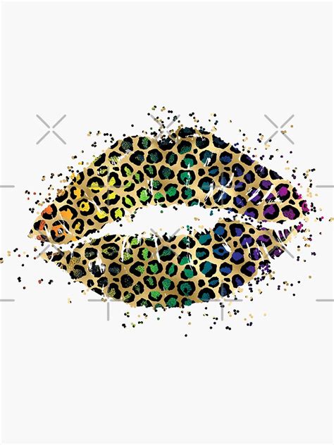 Sexy Leopard Rainbow Lips Sticker By Aredshirt Redbubble