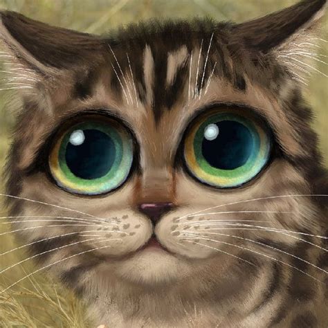 Keane Inspired Big Eyed Cat Print Jungle Art Cute Kitten Cat Hunting