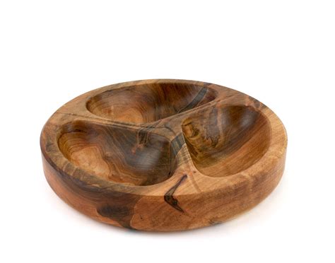 Three Section Bowl,Wood Divided Bowl, Small Wooden Bowl, Wood Candy Dish , Nut Bowl, Snack Bowl 