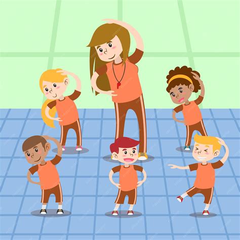 Free Vector Cartoon Illustration Of Children In Physical Education Class