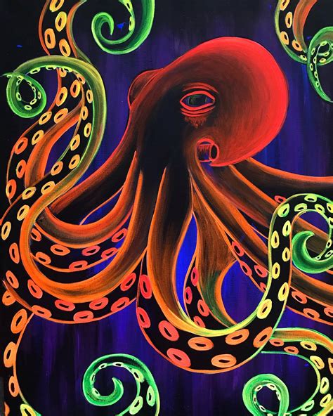 Octopus Blacklight Painting In 2021 Neon Painting Octopus Painting