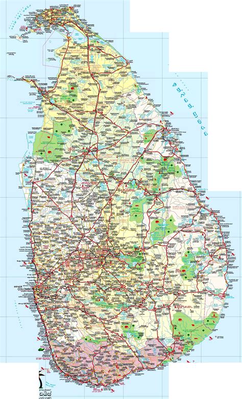 Large Detailed Road And Tourist Map Of Sri Lanka Sri Lanka Large