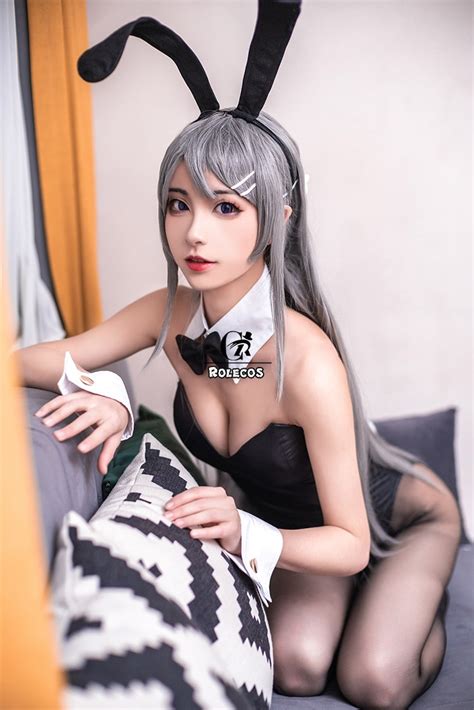 Rolecos Anime Sakurajima Mai Cosplay Costume Halloween Women Black Sexy
