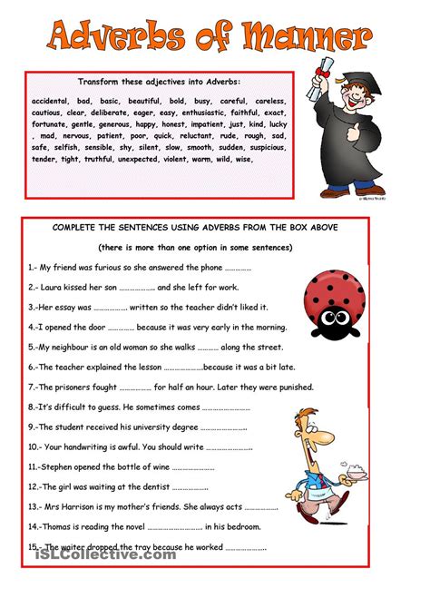 Worksheet On Adverbs Of Manner