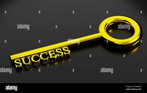 Key To Success Concept Shiny Golden Key To Success Isolated On Black