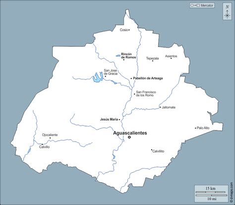 Aguascalientes mapa livre mapa em branco livre mapa livre do esboço
