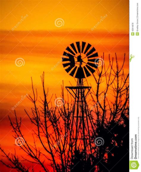 Sunrise Windmill Stock Photo Image Of Rising Windmill 42814878