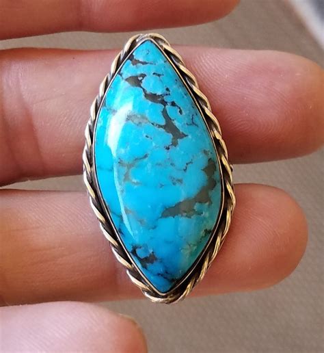 Turquoise Ring Sterling Silver Ring Kingman Turquoise Ring Blue With