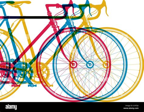 Abstract Background 3 Bikes In Different Colors On White Vector