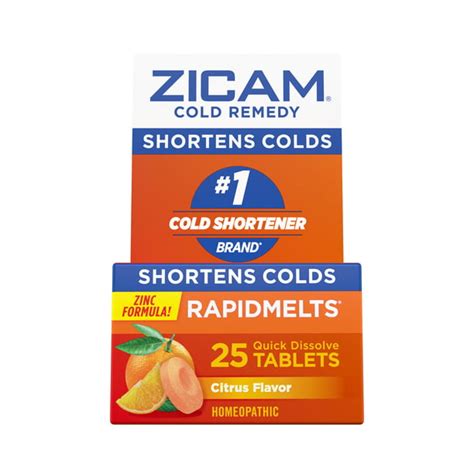 Zicam Zinc Cold Remedy Rapidmelts Quick Dissolve Tablets Citrus Flavor 25ct