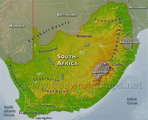 South Africa Physical Map