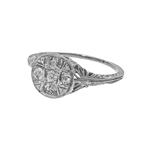 Art Deco Filigree Diamond 18k White Gold 1930 Engagement Ring Ebay