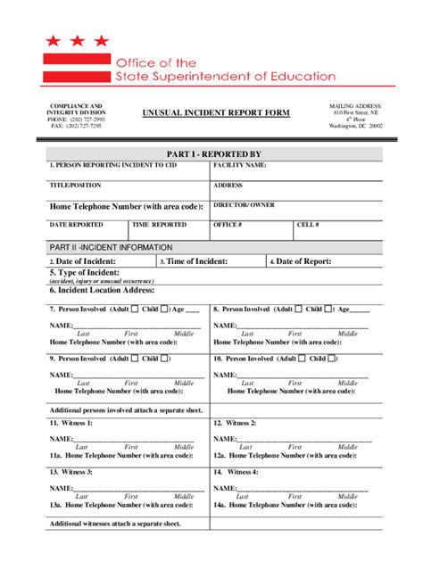 Unusual Incident Report Dc Form Fill Out And Sign Printable Pdf