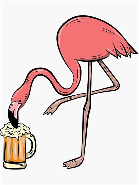 Flamingo Drinking Beer Funny Pink Flamingo Sticker For Sale By