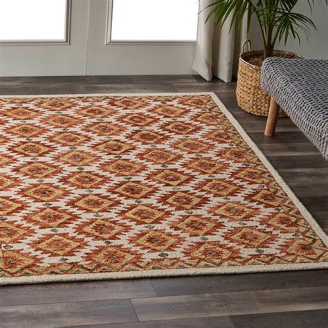 Discover the perfect area rug or outdoor rug for your home. LR Home Authentic Rust & Ivory 8x10 Indoor Area Rug ...