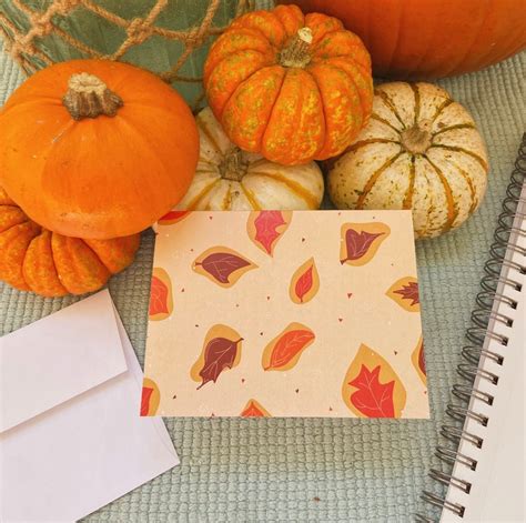 Abstract Fall Leaves Card Fall Greeting Cards Autumn Card Etsy