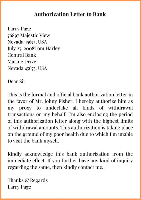 Authorization Letter For Bank Statement Format Hot Sex Picture