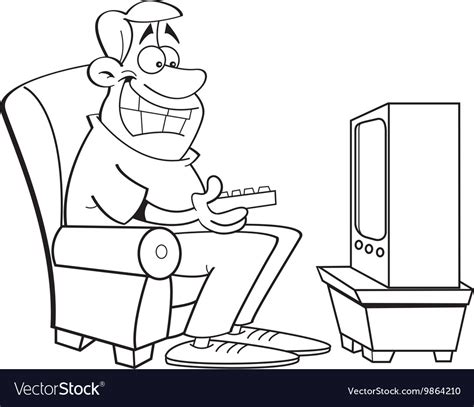 Cartoon Man Watching Television Royalty Free Vector Image