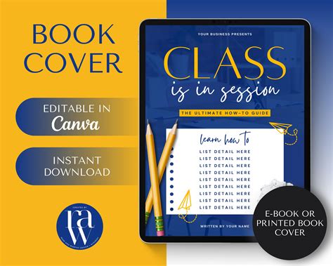 Classroom E Book Cover Editable Book Cover School Teacher Sign Diy
