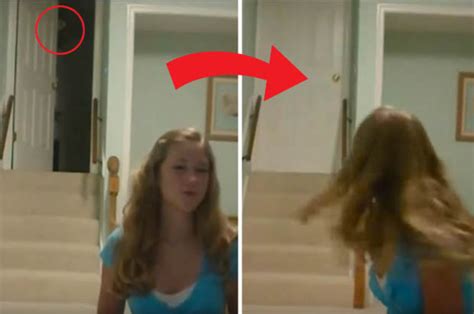 Chilling Moment ‘ghost Appears Behind Teen Girl And Slams Door Shut