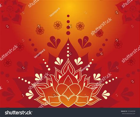 Colorful Traditional Indian Lotus Henna Background Stock Illustration