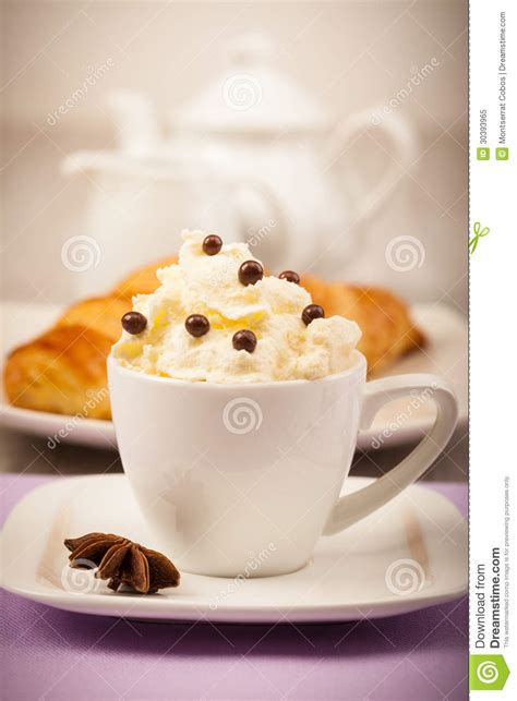Coffee With Whipped Cream Stock Image Image Of Coffee