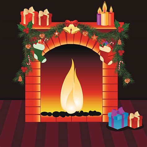 Fireplace Stockings Background Illustrations Royalty Free Vector