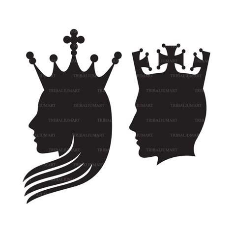 King And Queen Heads Silhouette Cut Files For Cricut Clip Etsy