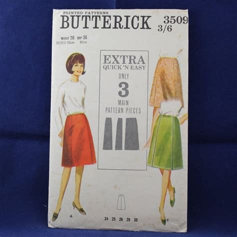 S Butterick Waist Skirt Vintage Sewing Pattern Craft