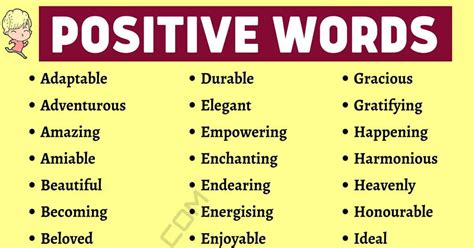 1000 Positive Words From A Z Nice Kind Words That Are Positive • 7esl