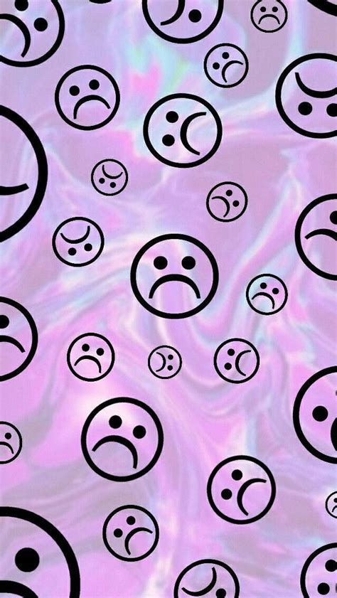 Download Cute Sad Smileys On Pink Wallpaper