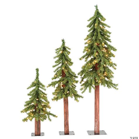 Vickerman 2 3 4 Natural Alpine Christmas Tree Set With Clear Lights