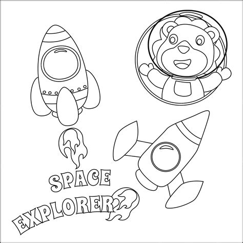 Premium Vector | Space lion or astronaut in a space suit with cartoon