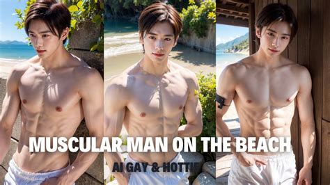 muscular man on the beach Ai Gay Art Ai Lookbook 美しさ 아름다움 YouTube