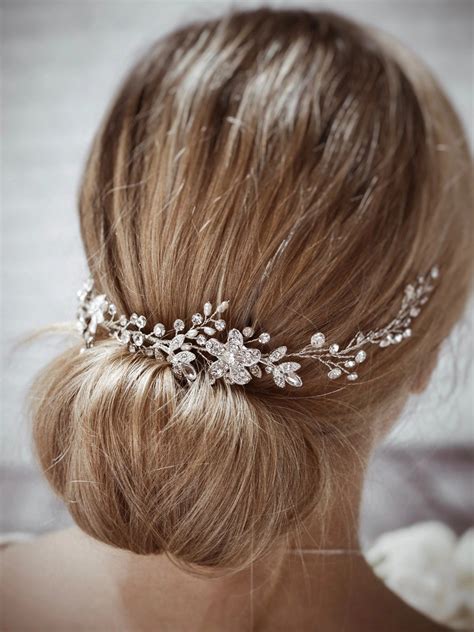 Dawn Freshwater Pearl And Diamante Bridal Hair Vine With Flower Details