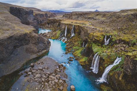 Aerial View Of Sigöldugljufur In The Icelandic Highlands In Iceland