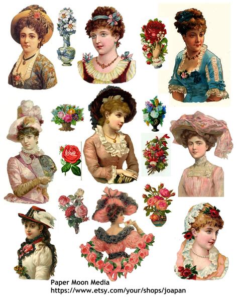 Printable Victorian Ladies Collage Sheet 103 Instant Digital Etsy