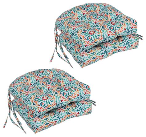 16 spun polyester outdoor u shaped tufted chair cushions set of 4 reina opal mediterranean