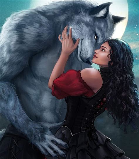 Werewolf And Human Couple Werewolf Art Wolves And Women Fantasy Romance Art