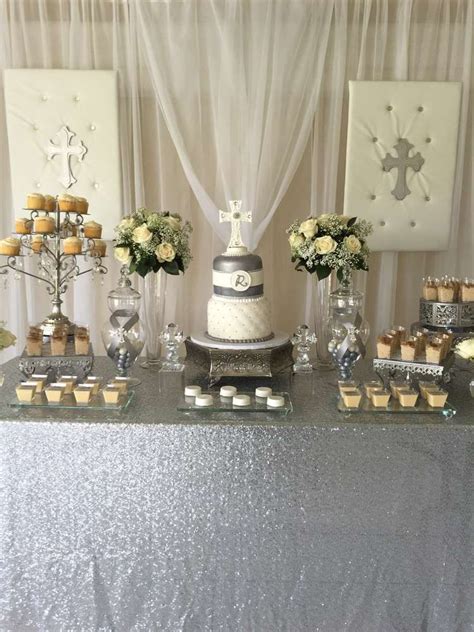 Beautiful White And Silver Baptism Baptism Party