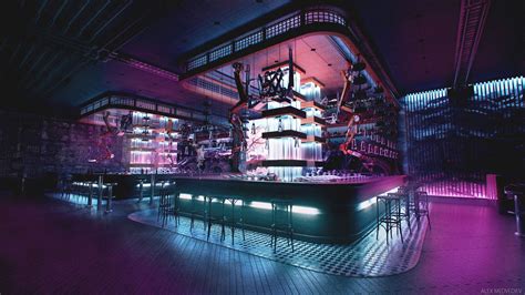 Futuristic Bar By Alex Medvediev Sci Fi 3d Cgsociety Futuristic