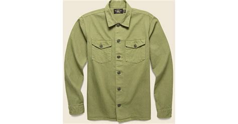 Rrl Herringbone Twill Shirt Military Olive In Green For Men Lyst