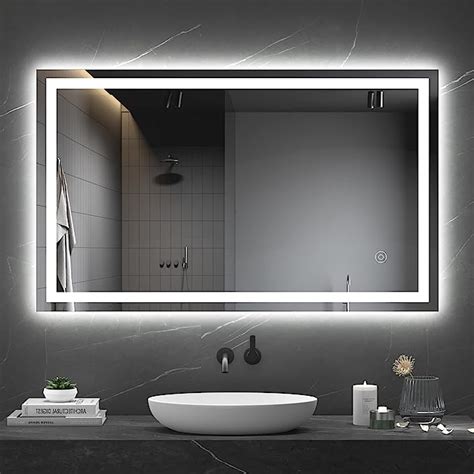 Dripex Bathroom Mirror With Led Lights 1000 600 Mm Illuminated Bathroom Mirror Wall Mounted