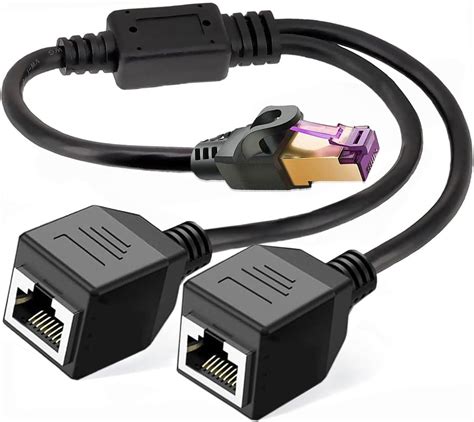 Rj45 Network Splitter Adapter Cable 1 Male To 2 Female Lan Ethernet Y