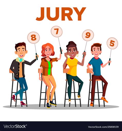 Characters Jury With Sign Boards Show Score Vector Image