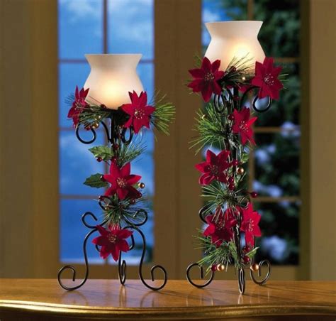 Poinsettia Candle Holders Christmas